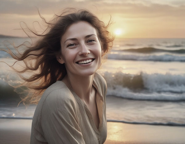 Frau glücklich am Strand